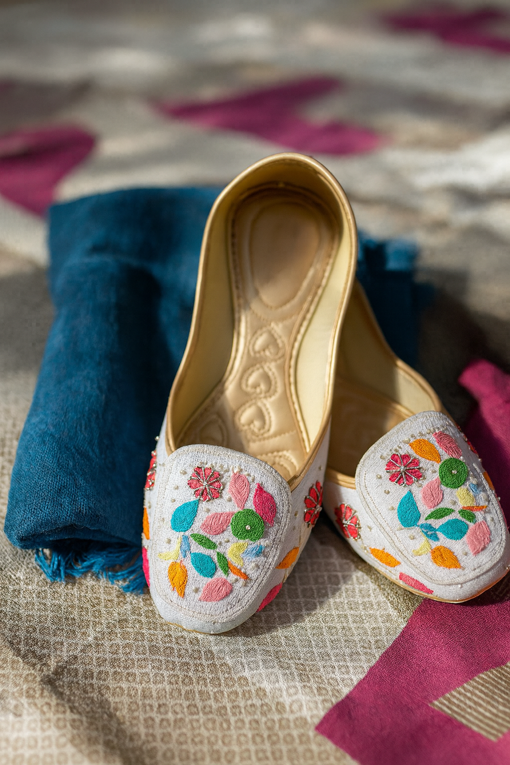 Multicolor Meadow Hand-Embroidered Jutti Loafers | Handcrafted Everyday Comfort