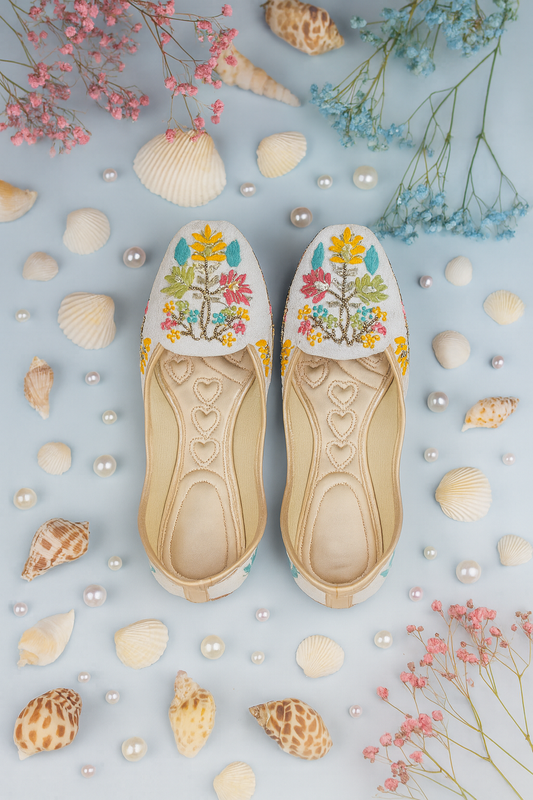 Pastel Floral Embroidered Loafers | Beach Vibe Ethnic Footwear